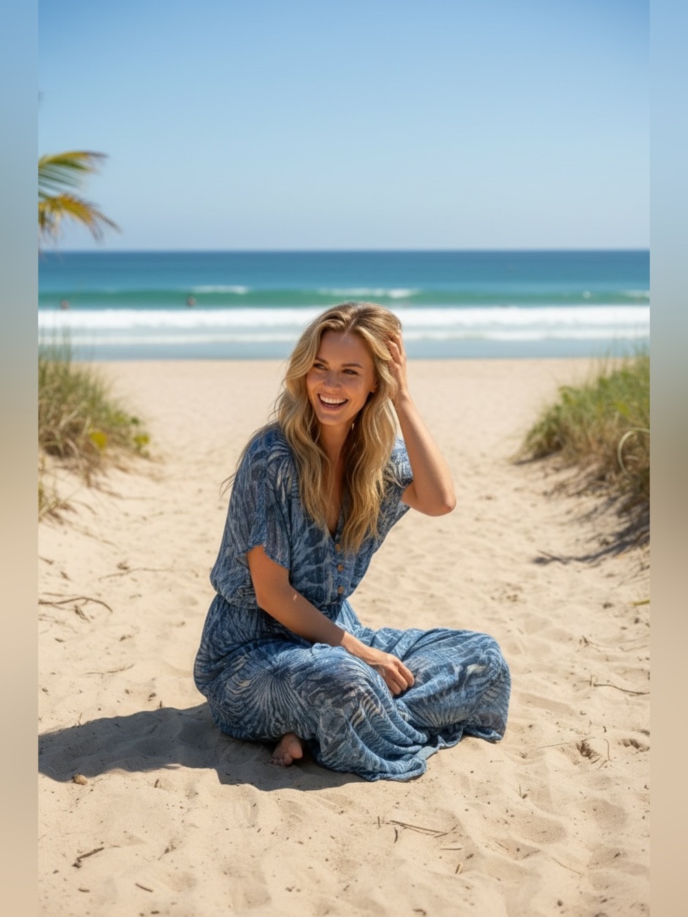 Kendall & Kylie Blue Tie-Dye Beach Coverup Dress
